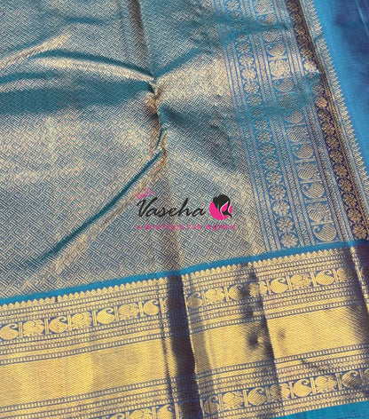 Pure Kanchipuram Silk Saree - Purple & Dual Tone Blue Shade  - VVPS067