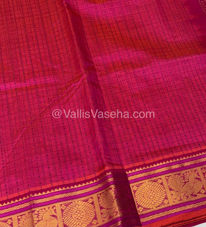 Pure Silk Cotton Saree - Pink With Pink  - Lakshadeepam Design - VVPLD001