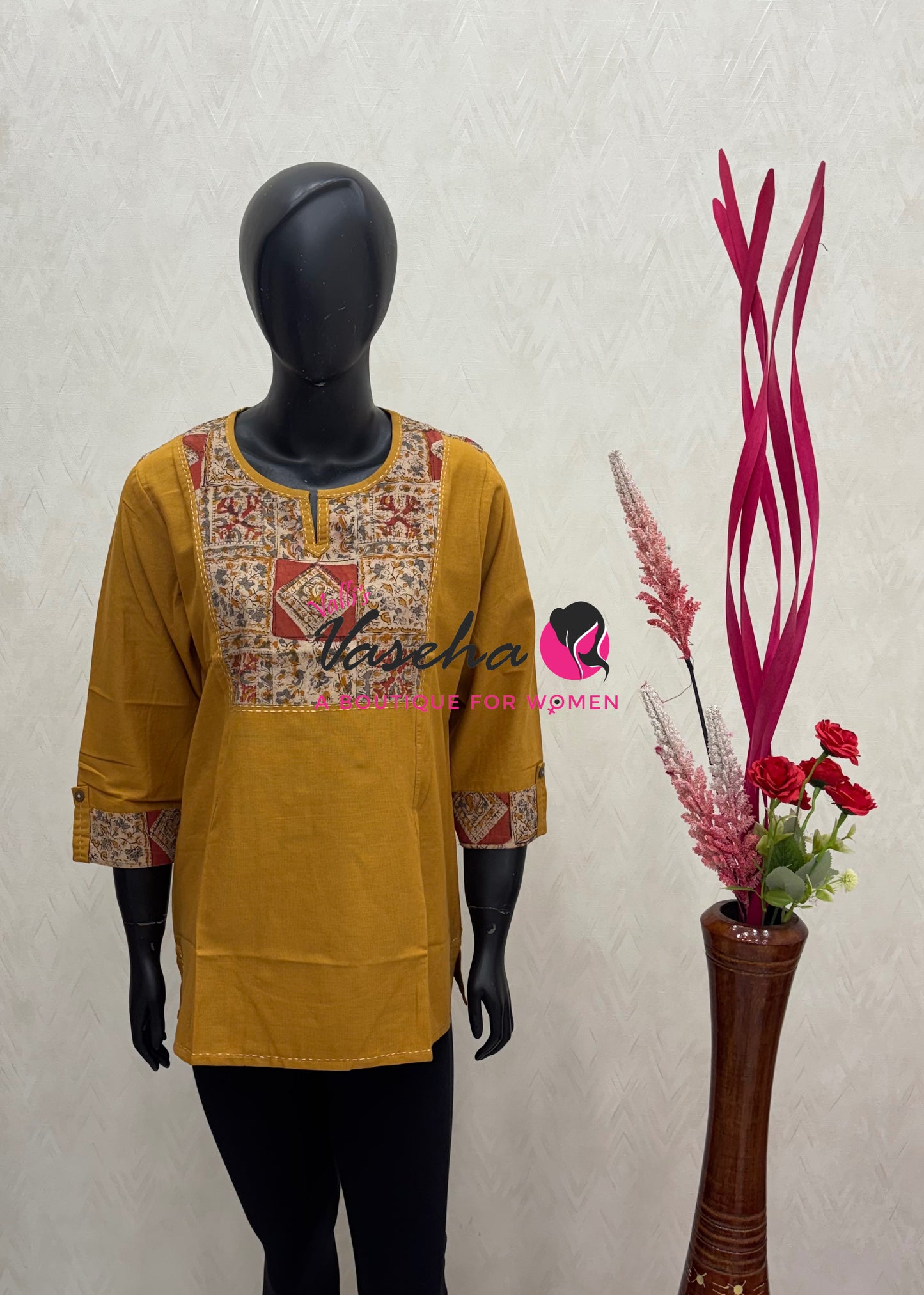 Ready Made - Pure Kalamkari Cotton - Short Kurti - VVRKC003
