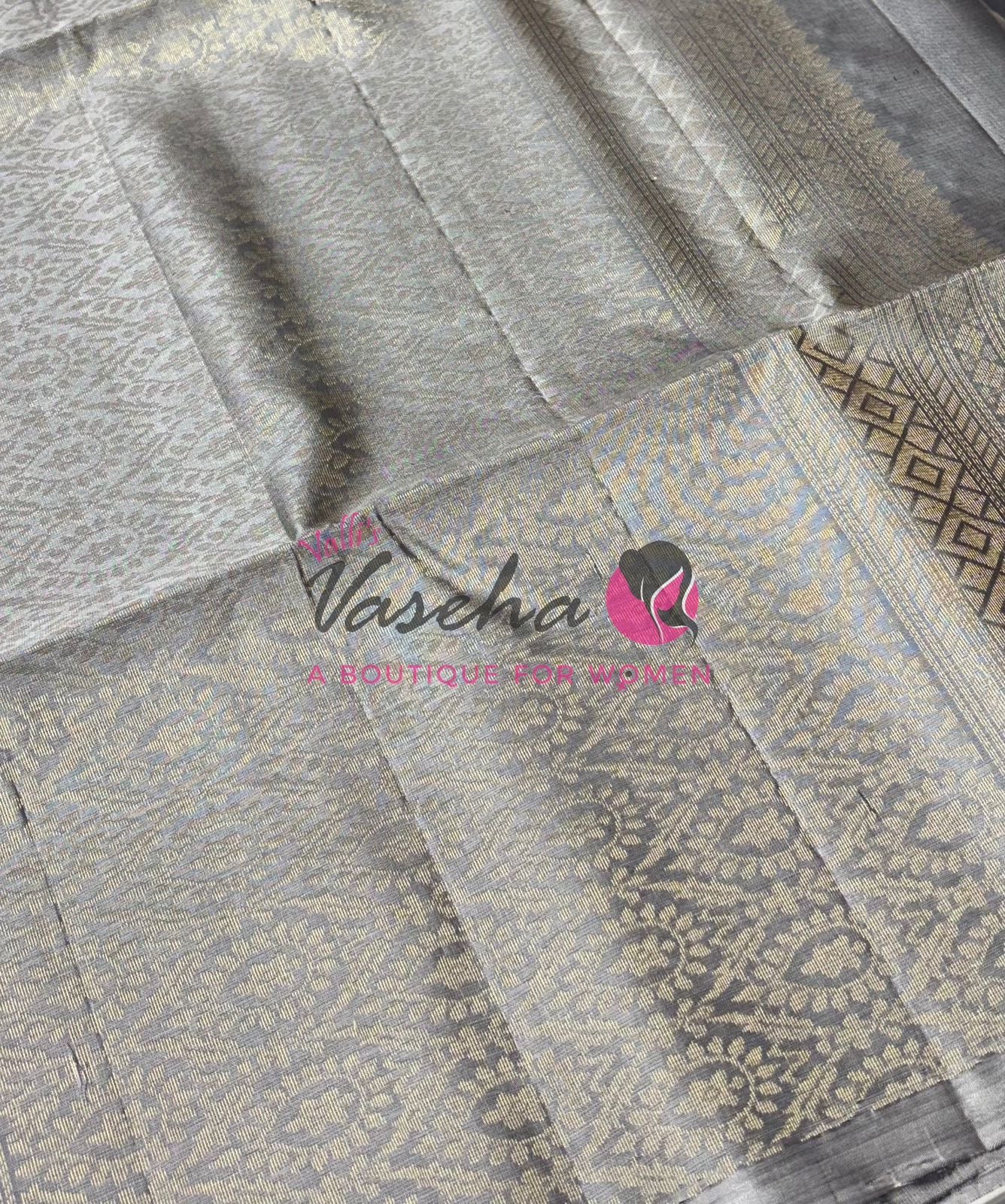 Pure Soft Silk Saree - (1.75 Warp) Shade Of Blue & Grey Combo - VVPSS064