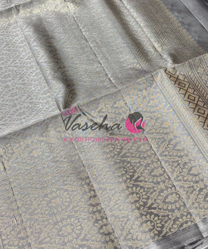 Pure Soft Silk Saree - (1.75 Warp) Shade Of Blue & Grey Combo - VVPSS064