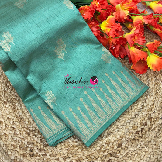 Semi Tussar Silk Saree | Pista Green Shade |VVSTS050