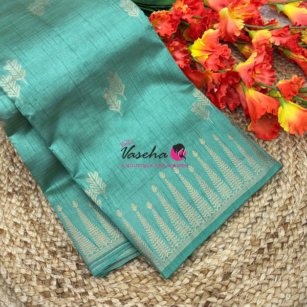 Semi Tussar Silk Saree | Pista Green Shade |VVSTS050