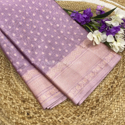 Semi Bridal Tissue Sarees - Light Lilac mixed Pink Shade - VVSBT002