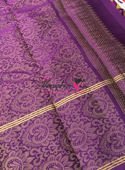 Half Mix - Pure Soft Silk Saree - Long Retta Petta Border with Butta - VVPSS084