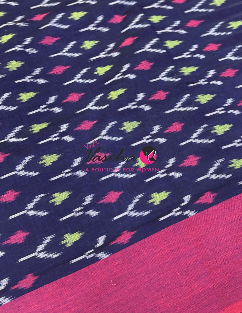 Ikkat Mercerised Cotton Saree - Single Ikkat - VVIKS001