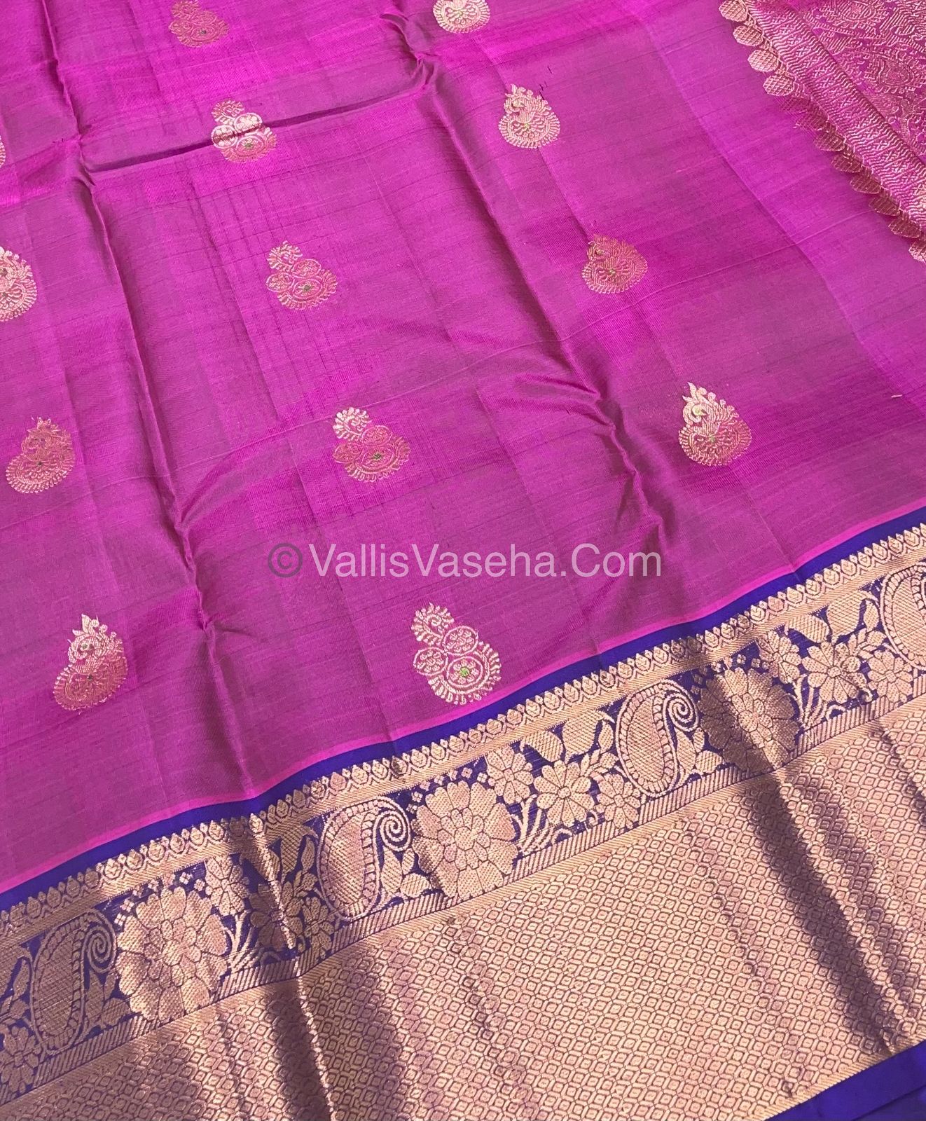 Half Mix - Pure Soft Silk Saree - Pink & Blue Shade - VVPSS031
