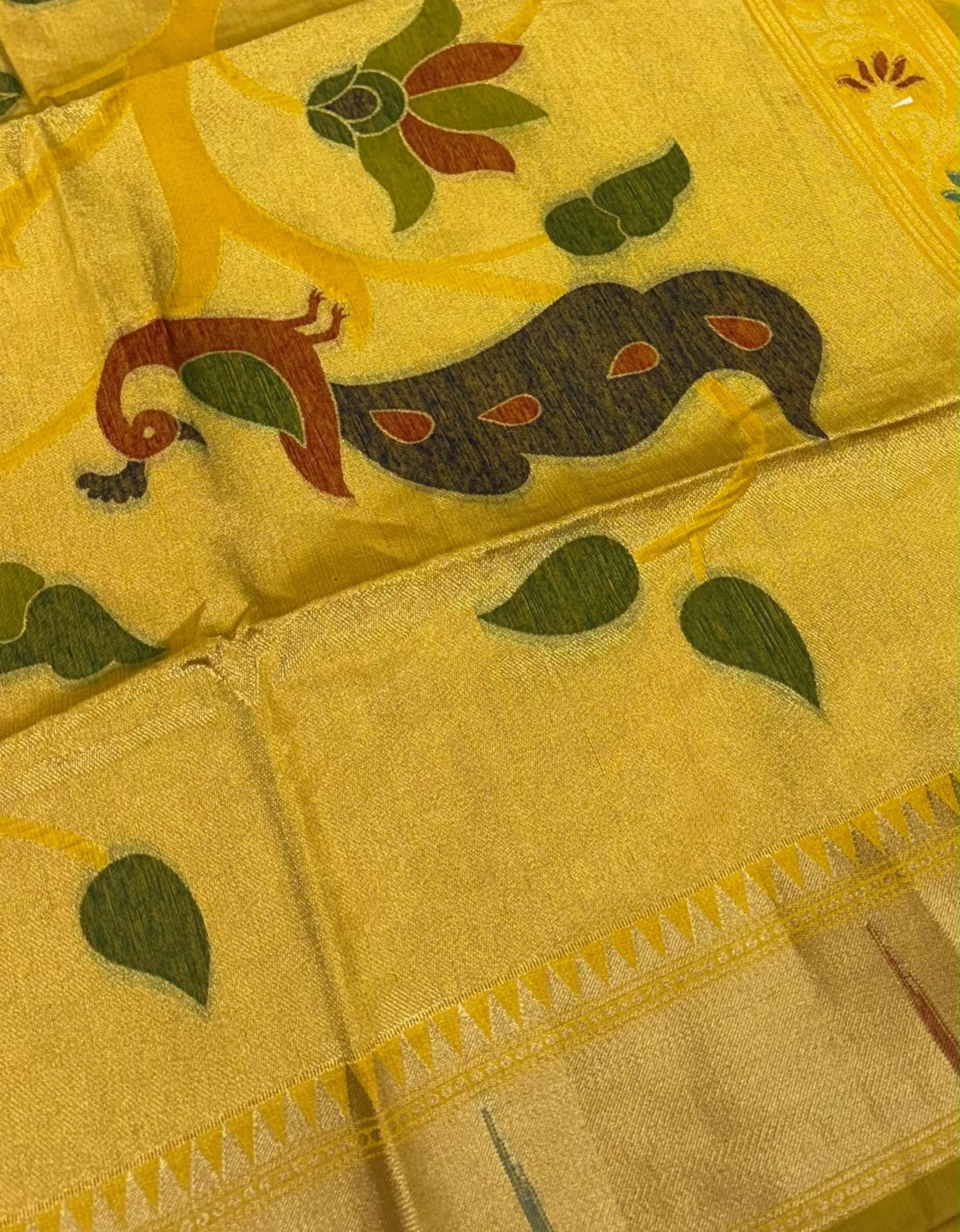 Semi Paithani Saree  - Yellow Shade - VVSPS001