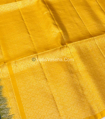 Pure Soft Silk Saree - Green & Yellow - VVPSS047