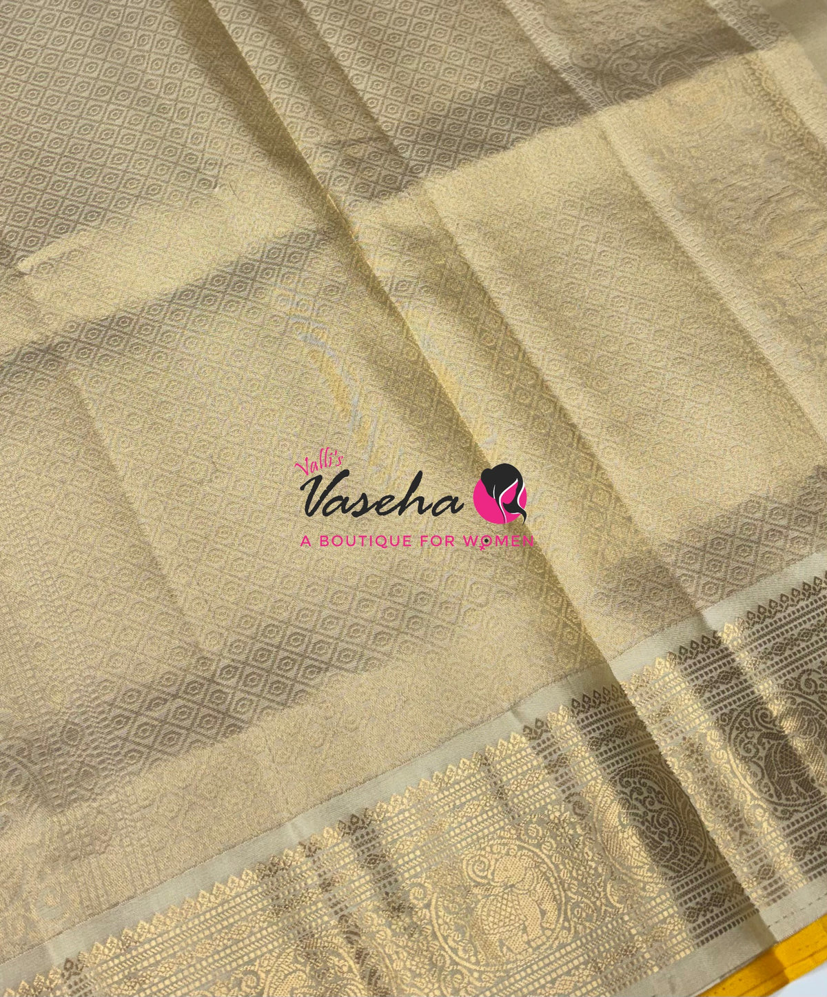 Pure Soft Silk Saree  - Yellow & Cream Combo - VVPSS109