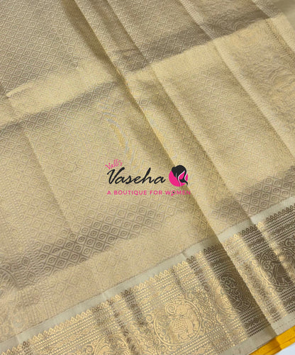 Pure Soft Silk Saree  - Yellow & Cream Combo - VVPSS109