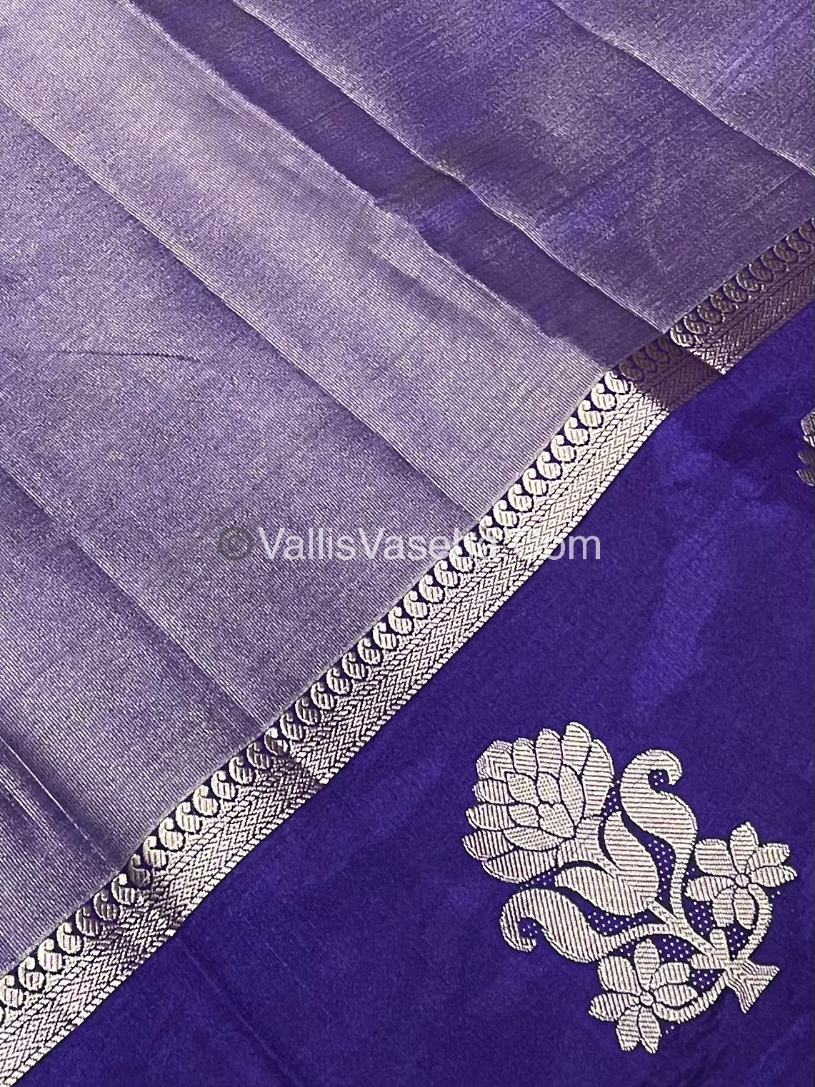 Semi Tissue Tussar Silk - Violetish Purple Shade - VVSTS043