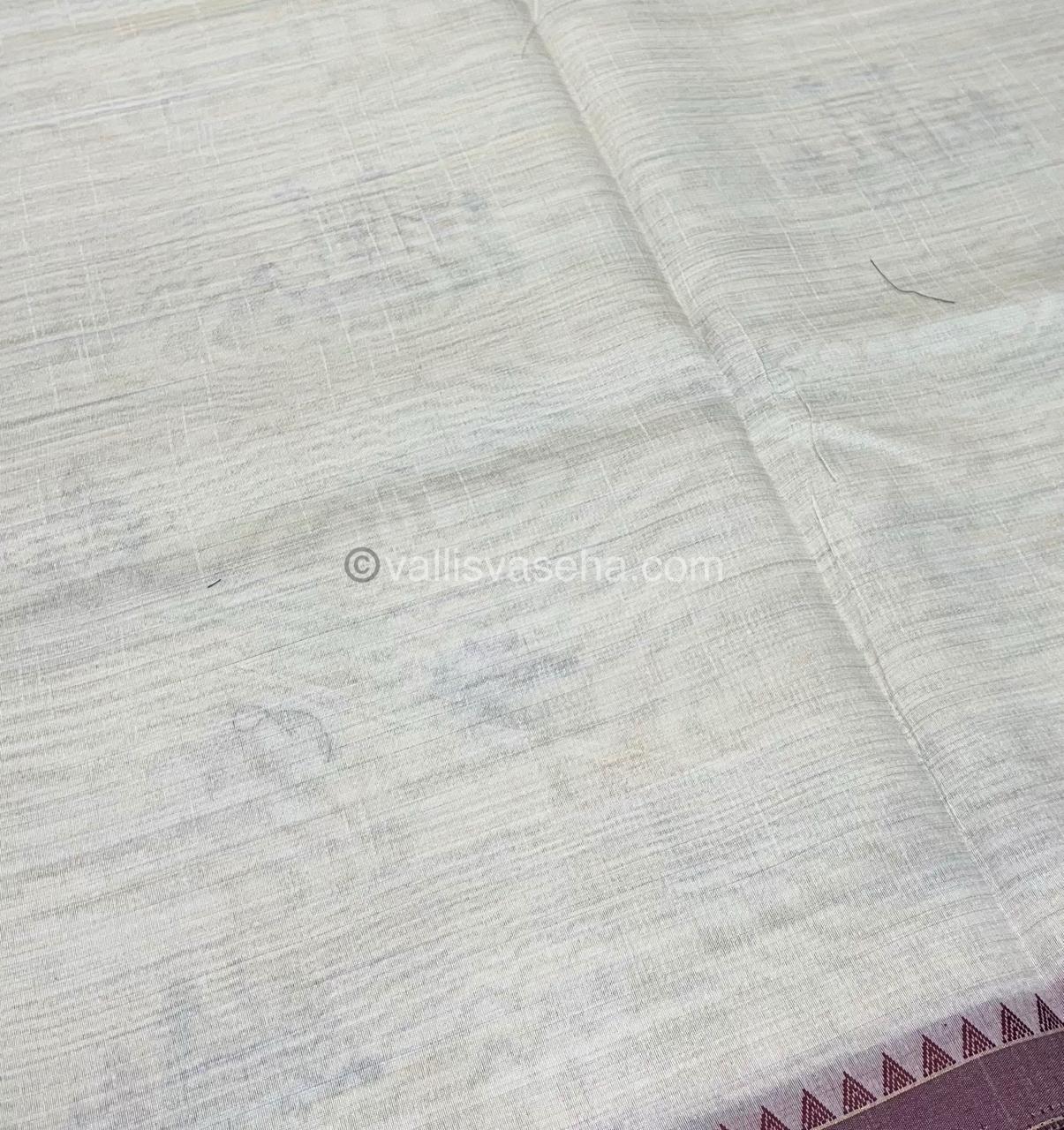 Semi Tussar Embroidery - Cream with Merun Combo - VVSTE001