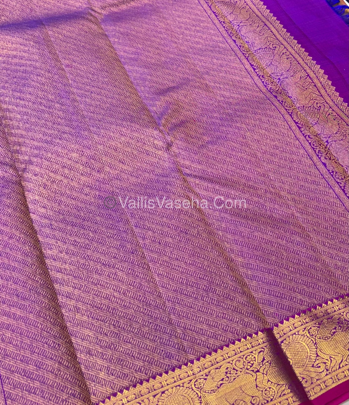 Pure Kanchipuram Silk Saree - Triple Tone Shade & Purple/Pink Combo - VVPS014