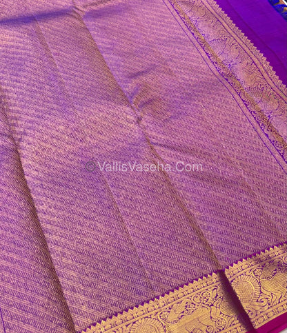 Pure Kanchipuram Silk Saree - Triple Tone Shade & Purple/Pink Combo - VVPS014