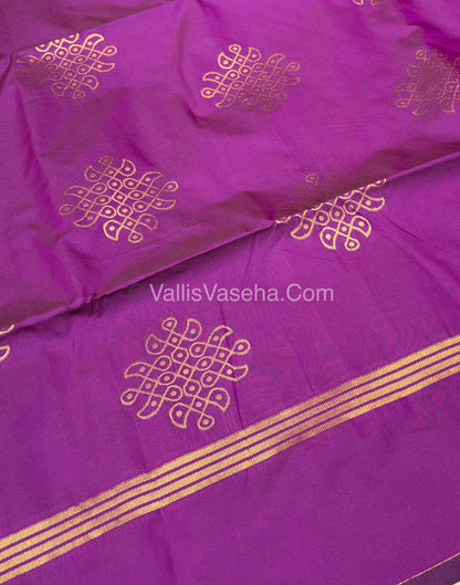 Semi Soft Silk - Kolam Design - Dark Purple Shade -VVSSS029