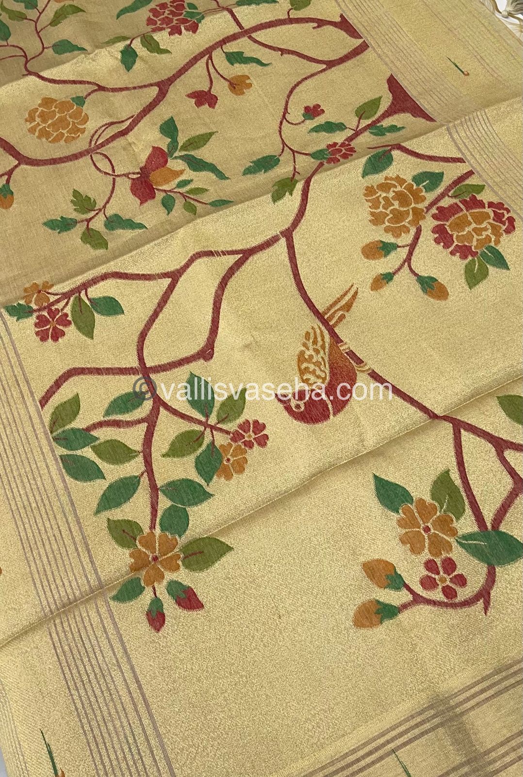 Muga Cotton Saree - Contrast Blouse - VVMCS001