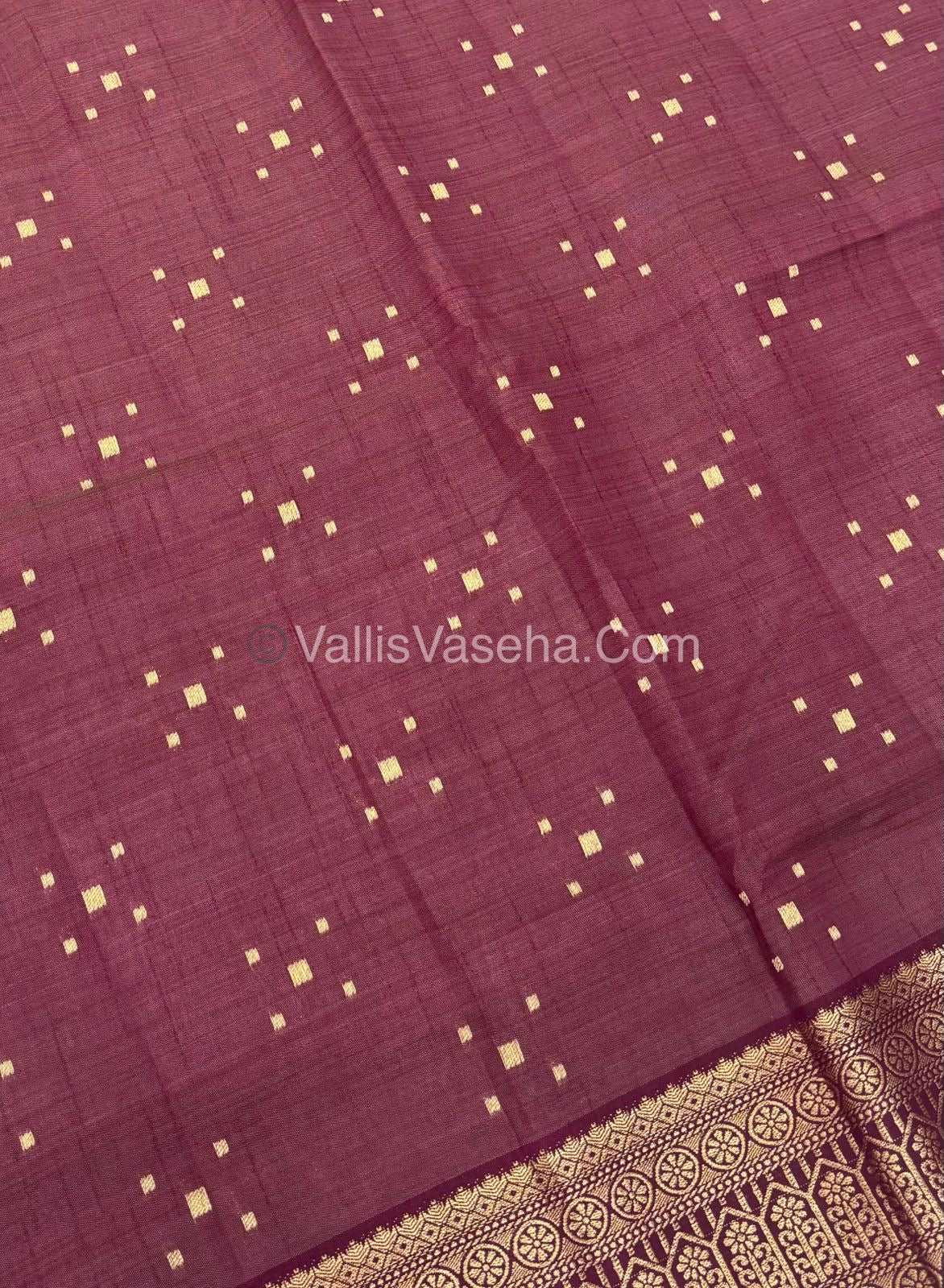 Semi Tussar Silk - Grand Pallu  - Wine Shade - VVSTS031