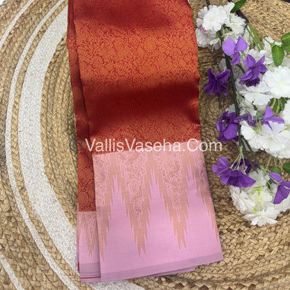 Kanchi Semi Silk  - Red with Pink - VVKSS003