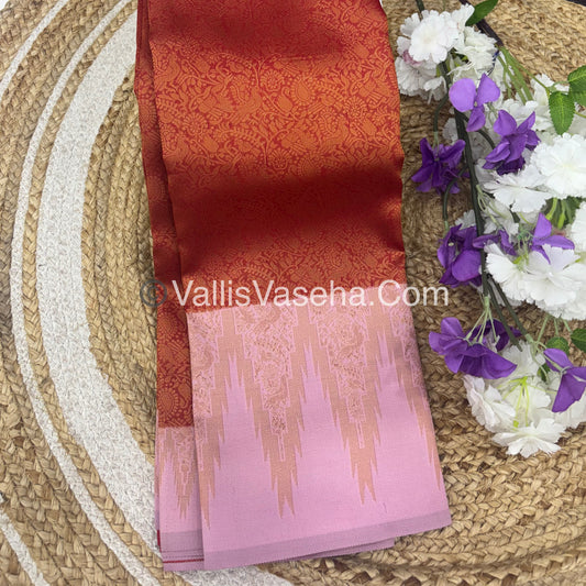 Kanchi Semi Silk  - Red with Pink - VVKSS003