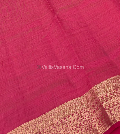 Semi Tussar Silk - Grand Pallu  - Pinkish Red Shade - VVSTS021