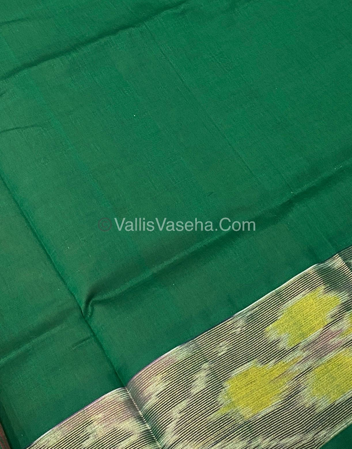 Semi Silk Cotton Saree - Red  & Dark Green - VVSSC001