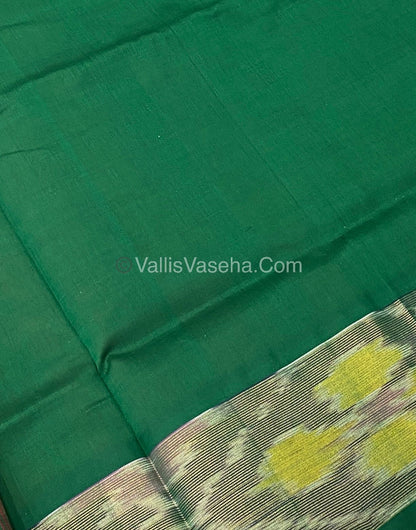 Semi Silk Cotton Saree - Red  & Dark Green - VVSSC001
