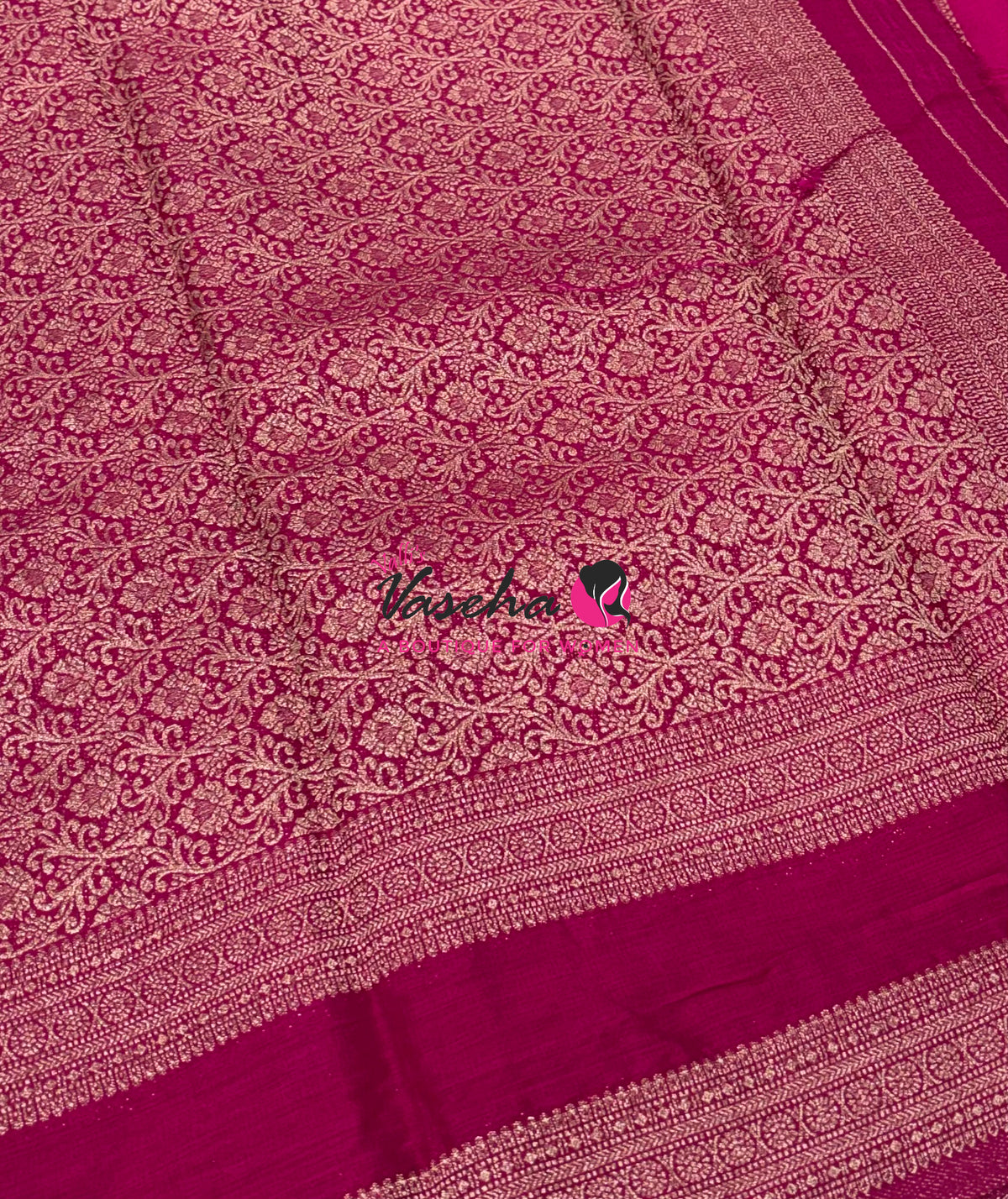 Banarasi - Heritage Silk - White With Pink - VVBHS015