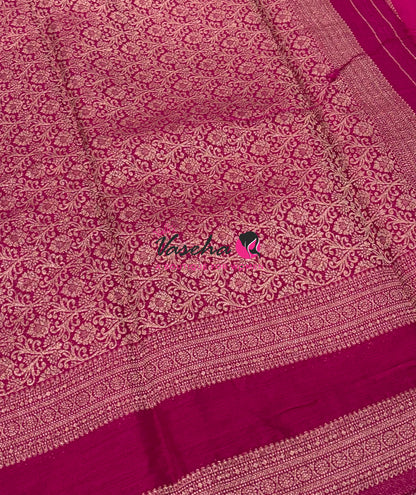 Banarasi - Heritage Silk - White With Pink - VVBHS015