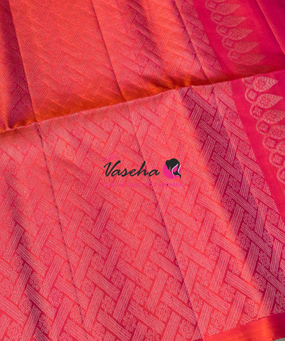 Pure Soft Silk Saree  - Dual Tone Green With Orange Peach Combo - VVPSS139