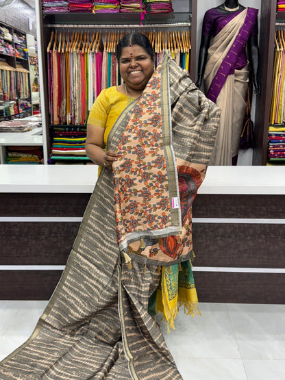 Semi Matka Tussar Silk Saree - Shibori pattern - Grey Shade - VVSMT001