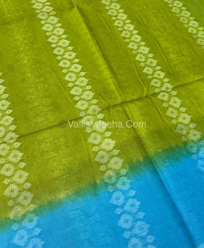 Bhagalpuri Silk - Green  With Blue  - VVBS008