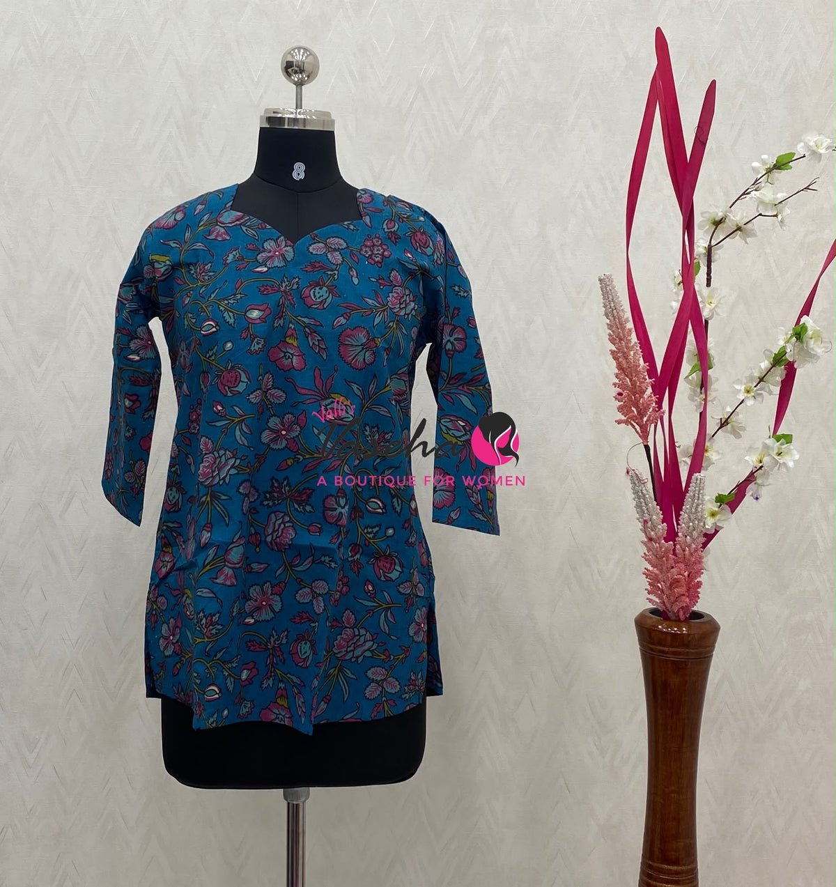 Ready Made - Short Top -  Pure Cotton Kalamkari  - VVRST004