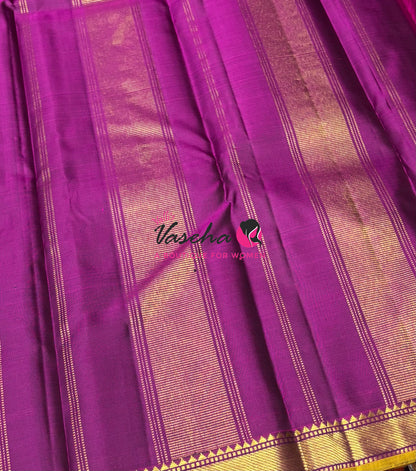Pure Kanchipuram Silk Saree - Grey with Purple - VVPS031