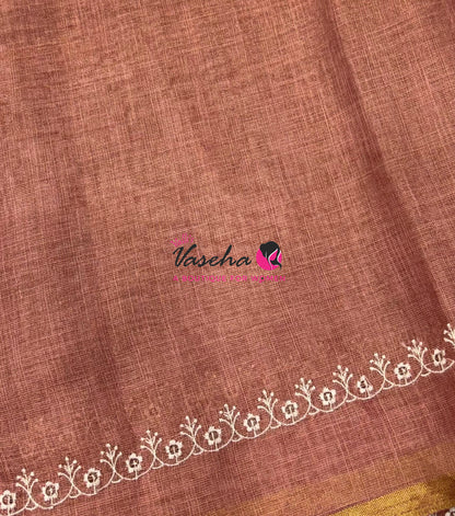 Linen Tissue Saree - Peach Shade - VVLTS009
