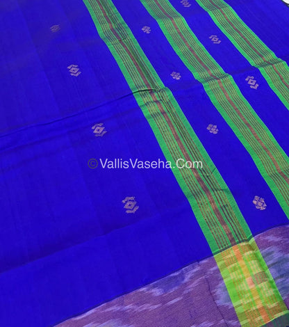 Semi Silk Cotton Saree -  Green & Blue- VVSSC001