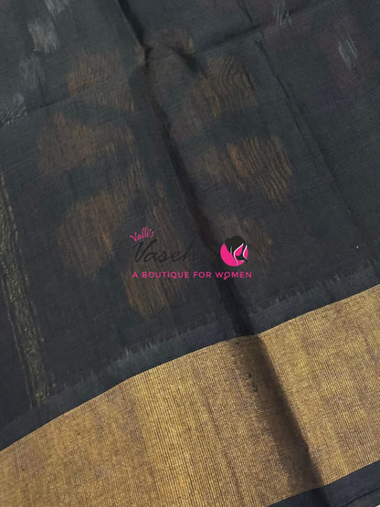 Pochampally Silk Cotton Saree - Blue  & Black Shade - VVPPS001