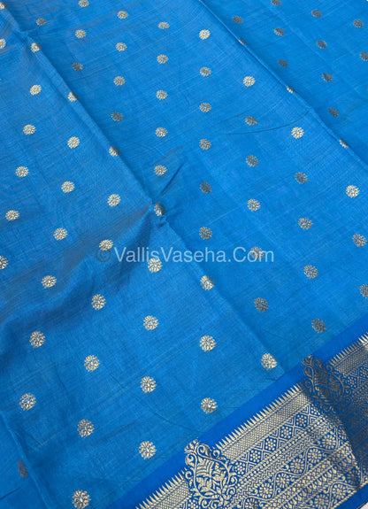 Semi Tussar Silk Saree -  Blue shade - VVSTS032