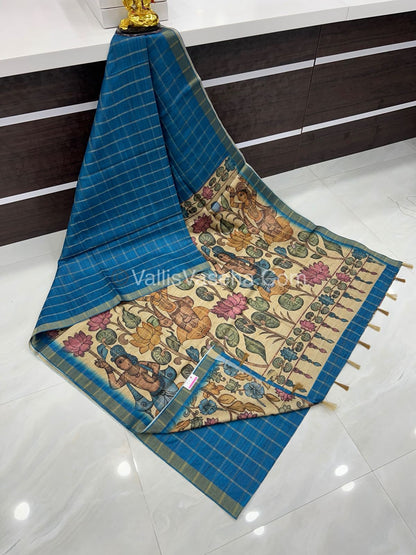 Semi Gicha Tussar Silk Saree - checks pattern - VVSGT001
