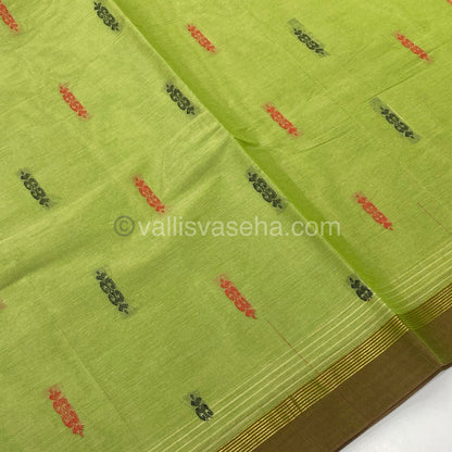 Handloom South Cotton Saree - Green shade - VVSCS001