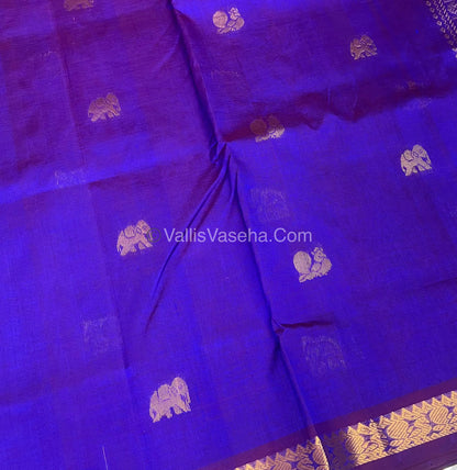 Pure Silk Cotton Saree -  Mayil & Elephant Design - Violetish Purple  - VVMES001