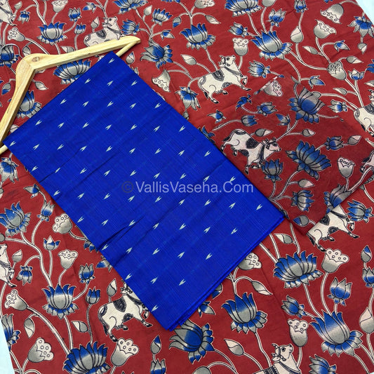 Unstitched Salwar Material -Raw Silk -  Blue Shade  - VVUSM012