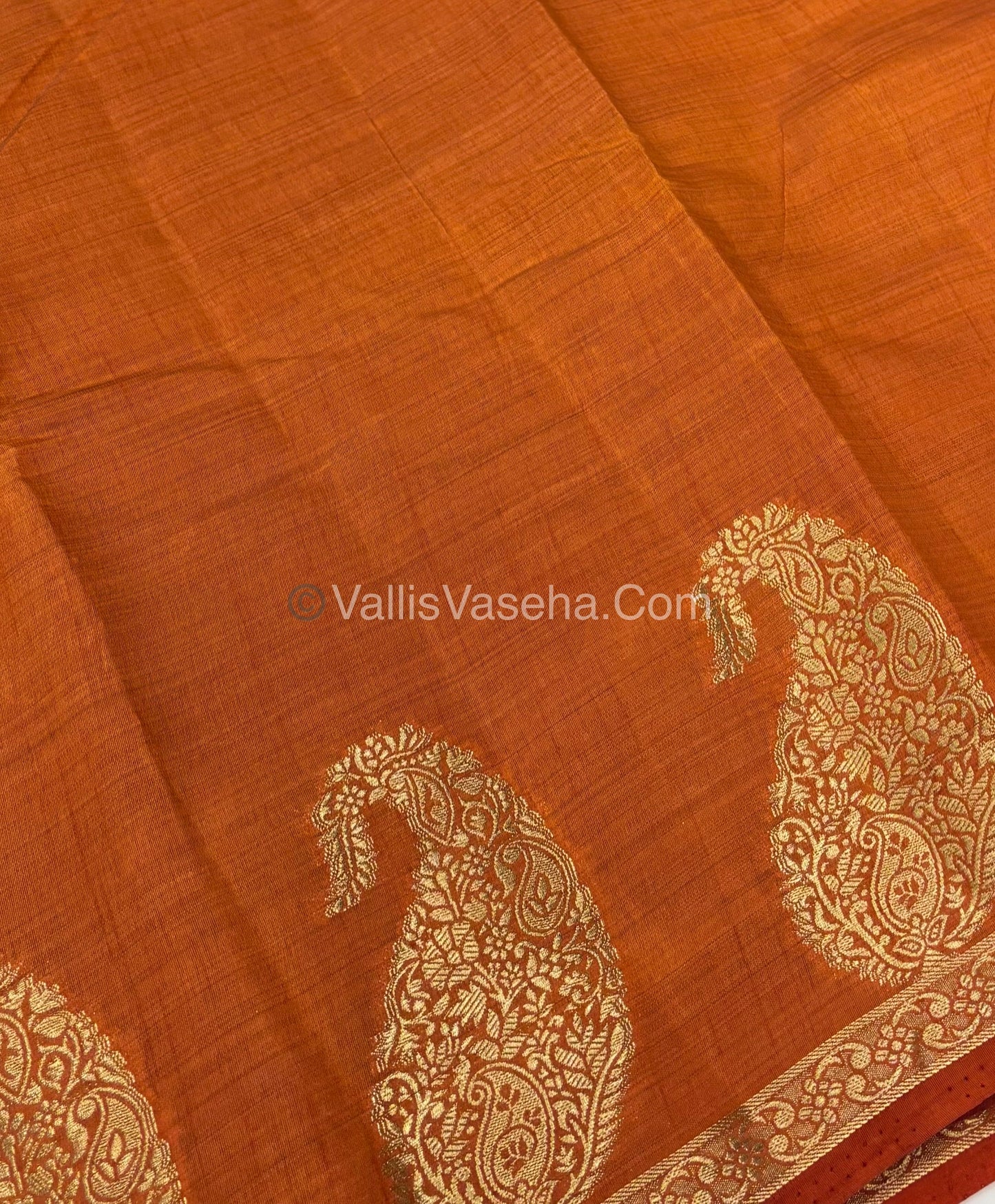 Semi Tussar Silk - Small Mango - Rust Orange Shade - VVSTS002
