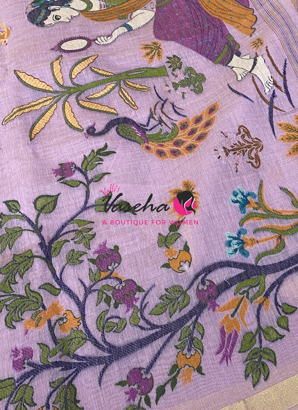 Muga Cotton Saree - Lavender Shade - VVMCS002