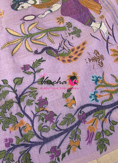 Muga Cotton Saree - Lavender Shade - VVMCS002