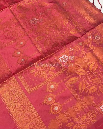 Semi Soft Silk - Border less - Peachish Pink Shade -VVSSS007