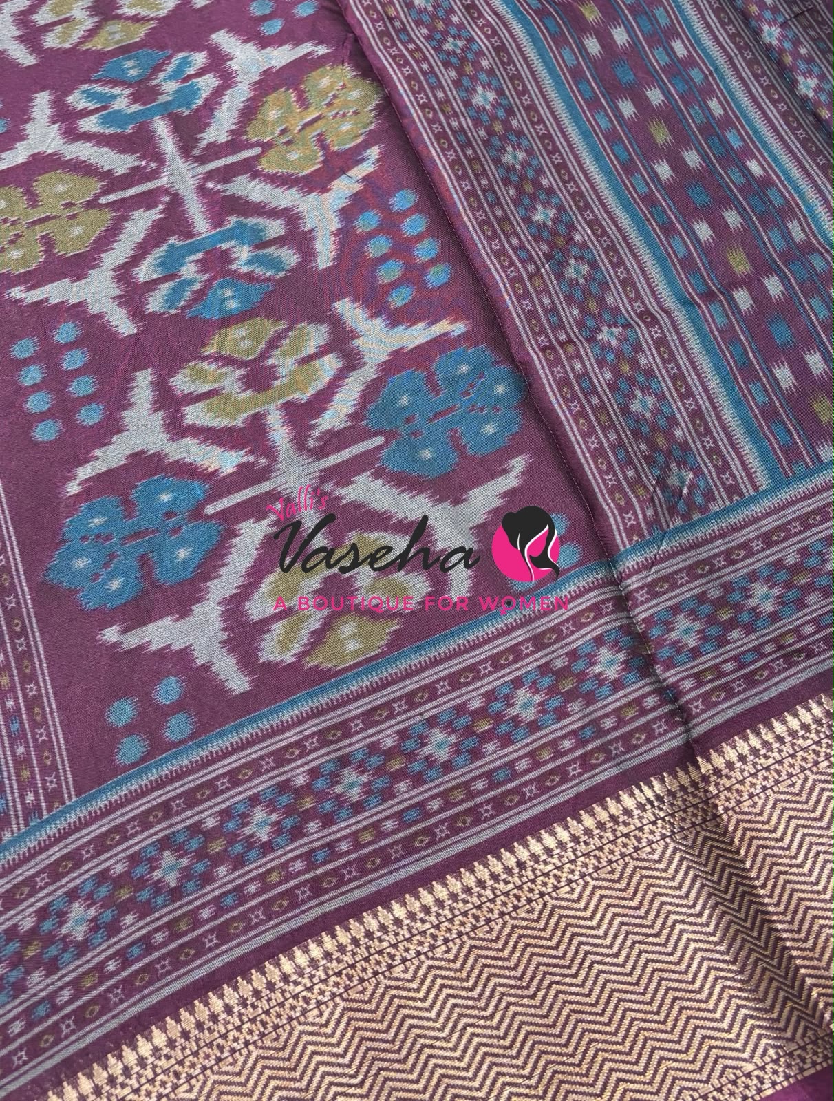 Casual Wear - Semi Patola Silk - Blue & Purple Shade - VVSPS001