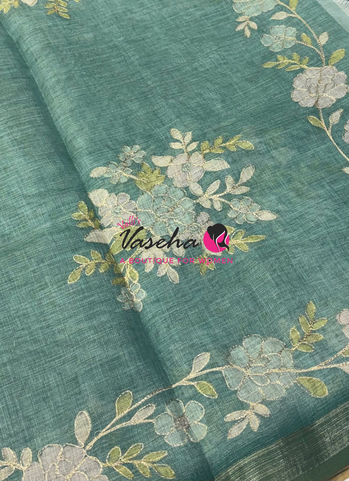 Linen Tissue Saree - Blue Shade - VVLTS004