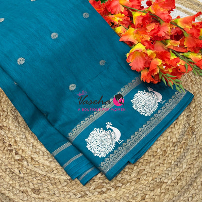 Casual Wear Saree - Semi Binny / Semi Dola Silk - Ramar Greenish Shade - VVSDS007