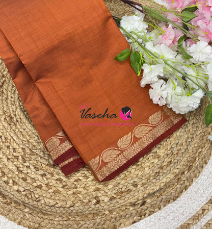 Semi Tussar Silk - Rust Orange Shade - VVSTS003